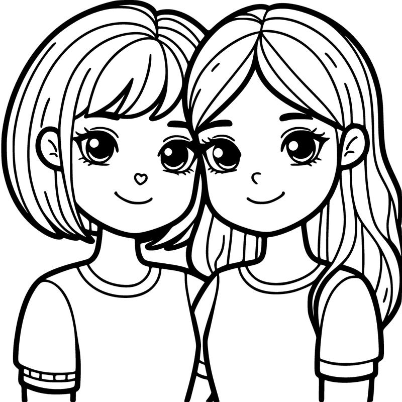 two girl best friends one with short hair one with long hair