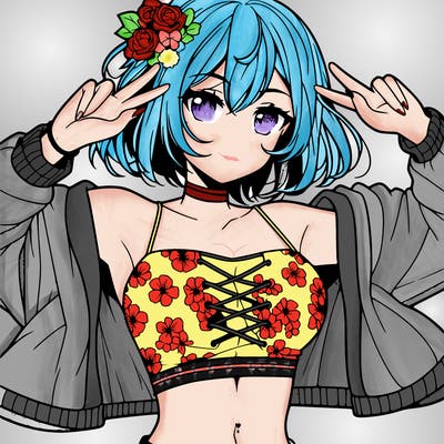 anime girl with crop top