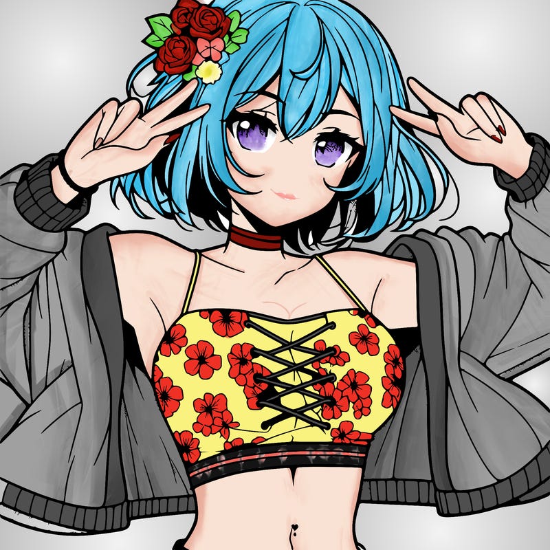 anime girl with crop top