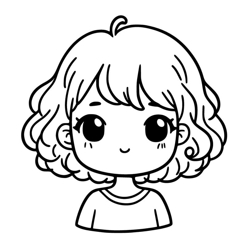 girl with short curly hair realistic