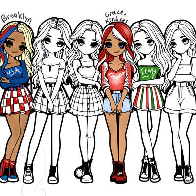 a group of girls realistic