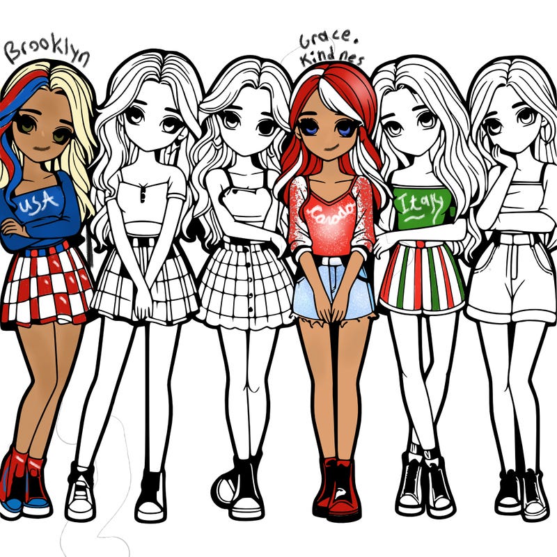 a group of girls realistic