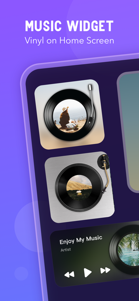 Muwi: Music Widget - Vinyl record music widgets on an iPhone home screen