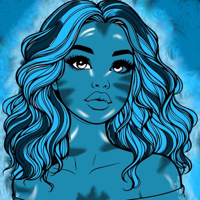 realistic girl with wavy hair and lips