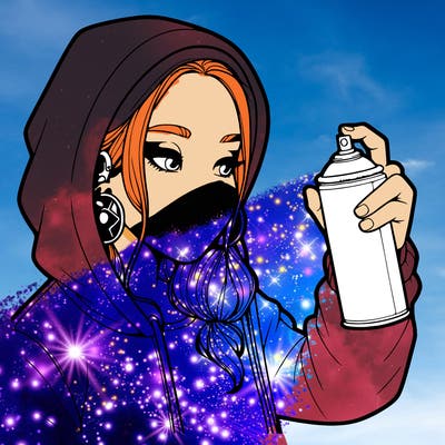 a realistic girl, spray painting