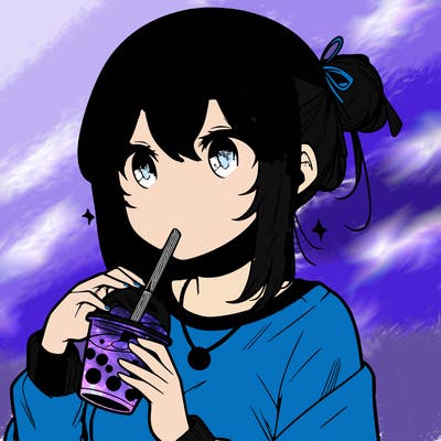 manga character drinking boba