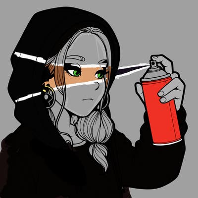 a realistic girl, spray painting