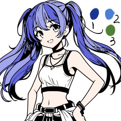 anime girl wearing crop top