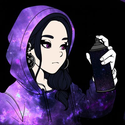 a realistic girl, spray painting