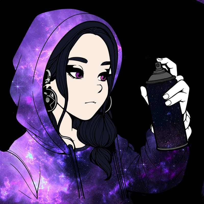 a realistic girl, spray painting