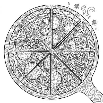 Unleash your creativity with this unique Zentangle Hawaiian Pizza coloring page. Explore a feast of intricate patterns on every slice, from savory ham to sweet pineapple.