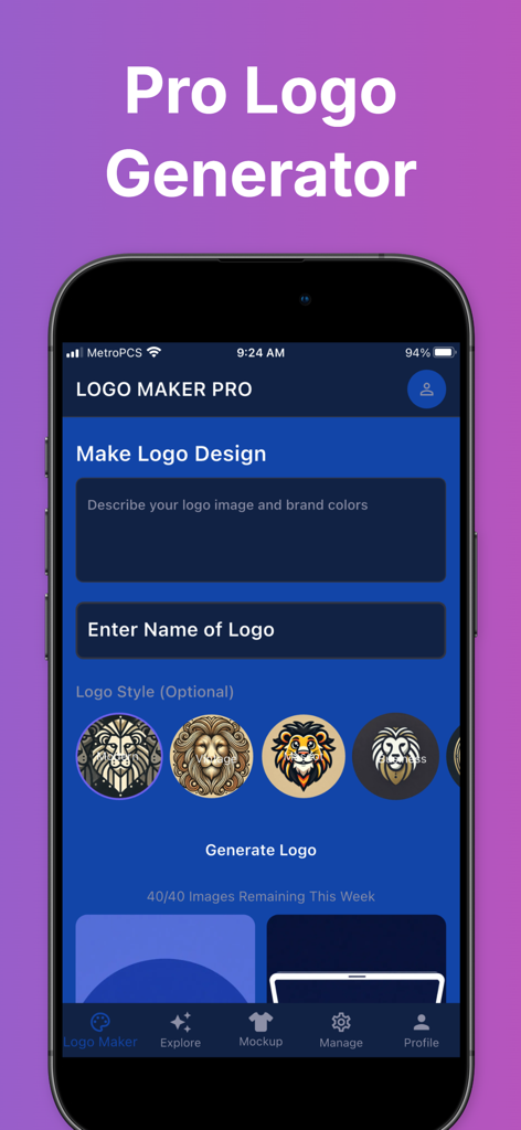 Logo Maker 3D - Logo Maker 3D app interface for generating AI logos with custom styles