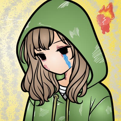 girl with a hoodie with hood over her head