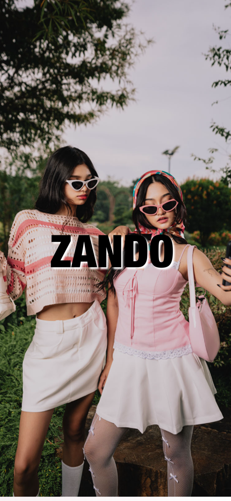 ZANDO - Two young women wearing trendy Gen Z fashion styles with the ZANDO logo overlay