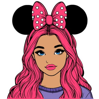 aesthetic realistic girl wearing mickey mouse ears