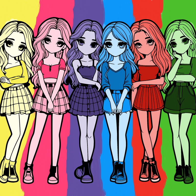 a group of girls realistic