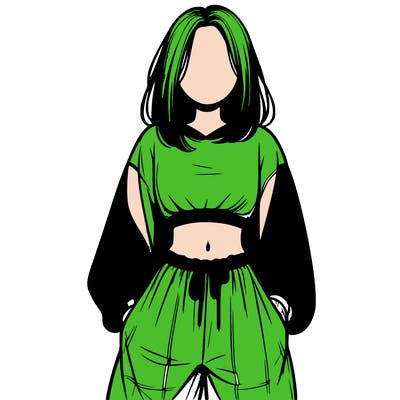 realistic girl faceless with baggy pants and a crop top