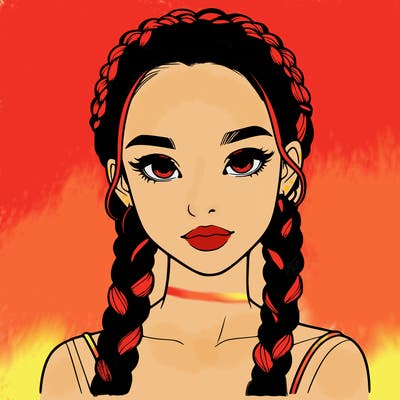 realistic girl with braids