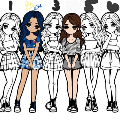 a group of girls realistic