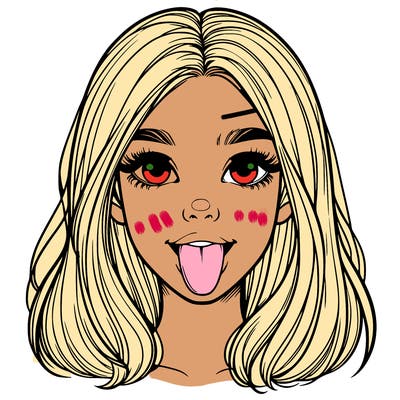 realistic girl with her tongue out