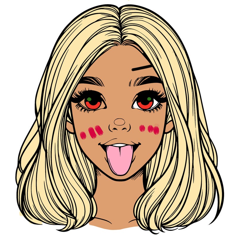 realistic girl with her tongue out