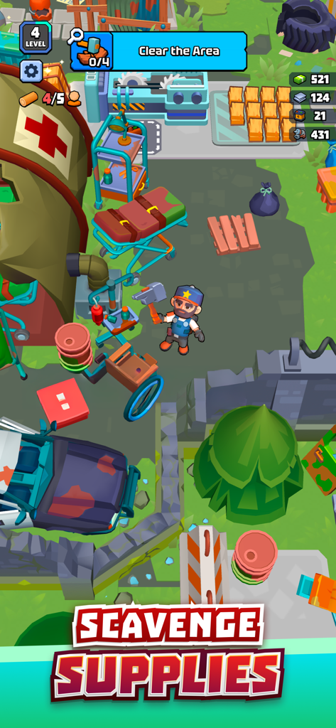 A character gathering resources in a wasteland prison environment in the Lost Prison game