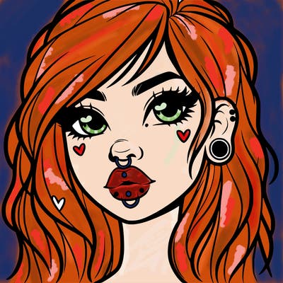 girl with hair and lips with peicings