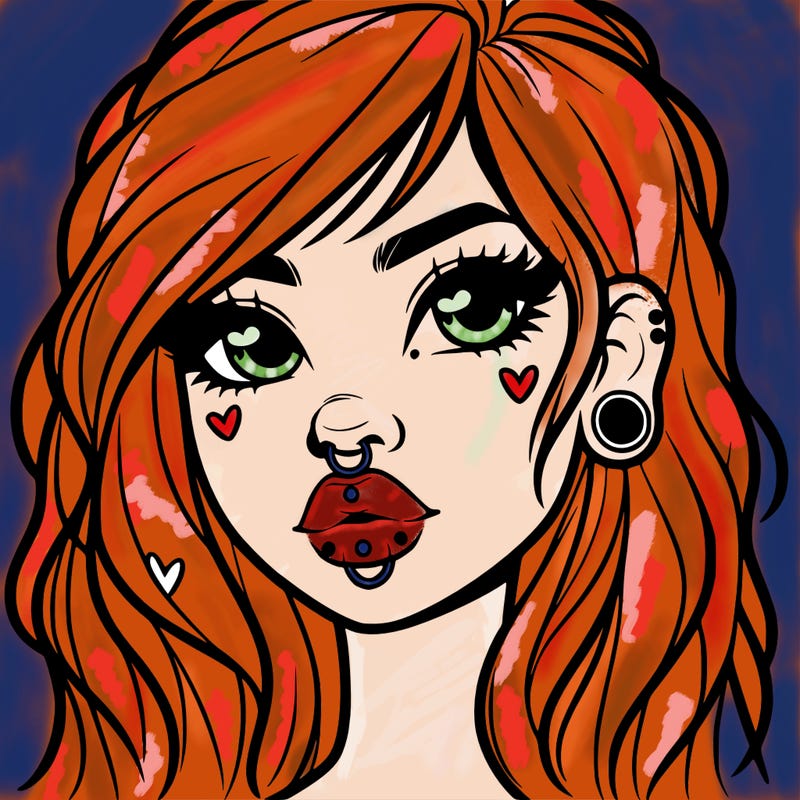 girl with hair and lips with peicings