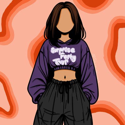 realistic girl faceless with baggy pants and a crop top