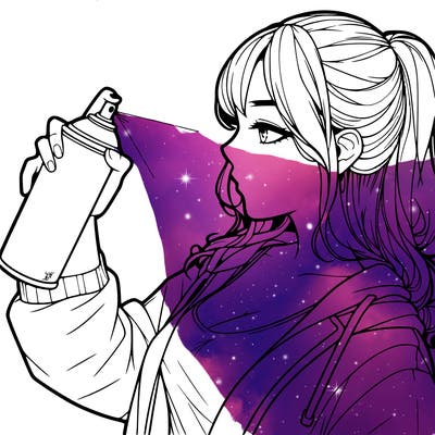 a realistic girl spray, painting