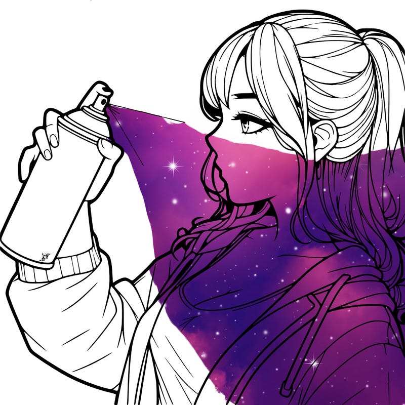 a realistic girl spray, painting