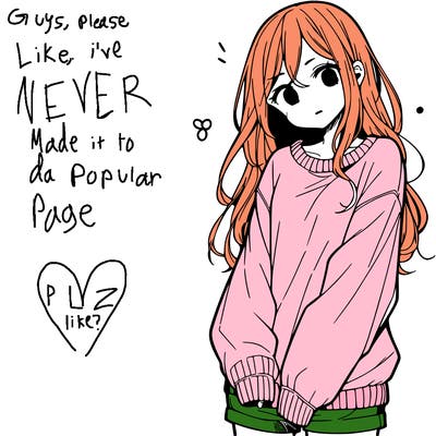 manga teen girl  in a sweater and baggy pants