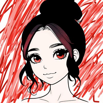 realistic pretty girl with hair in bun