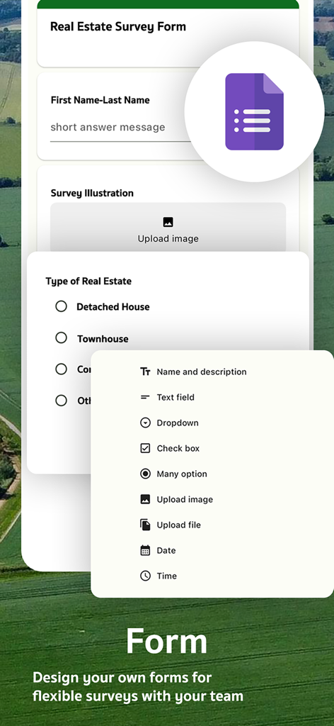 Area Measure & GIS GPS GMapper - Interface for designing custom real estate survey forms within the GIS mapping app