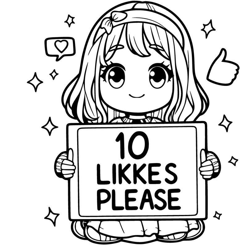 girl holding sign saying 10 likes please