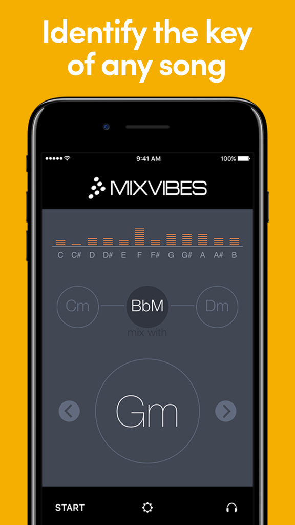 Smartphone screen showing the Key Detect app interface for identifying musical keys of songs in real time.