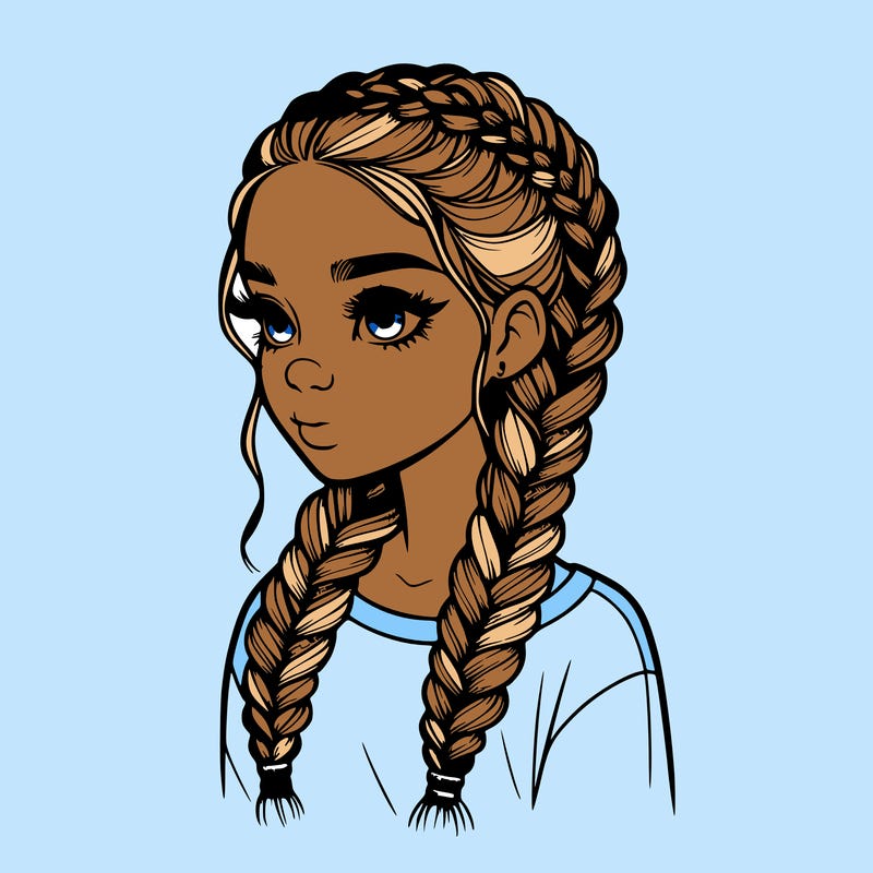 realistic girl with braids