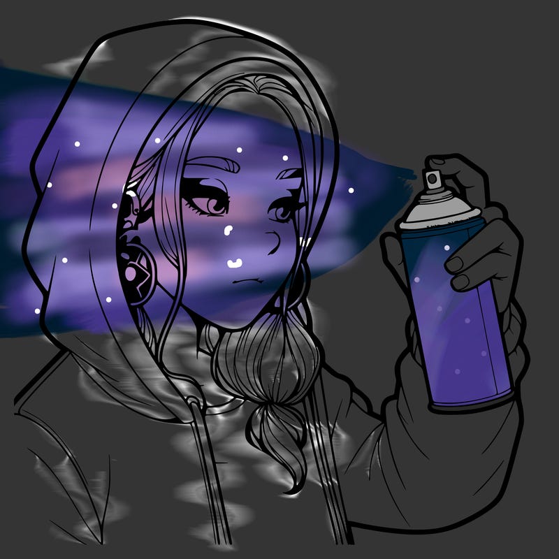 a realistic girl, spray painting