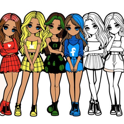 a group of girls realistic