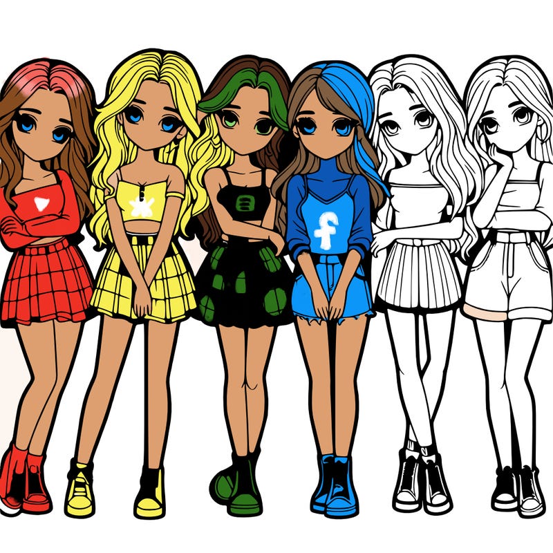 a group of girls realistic