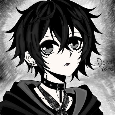 anime style goth boy