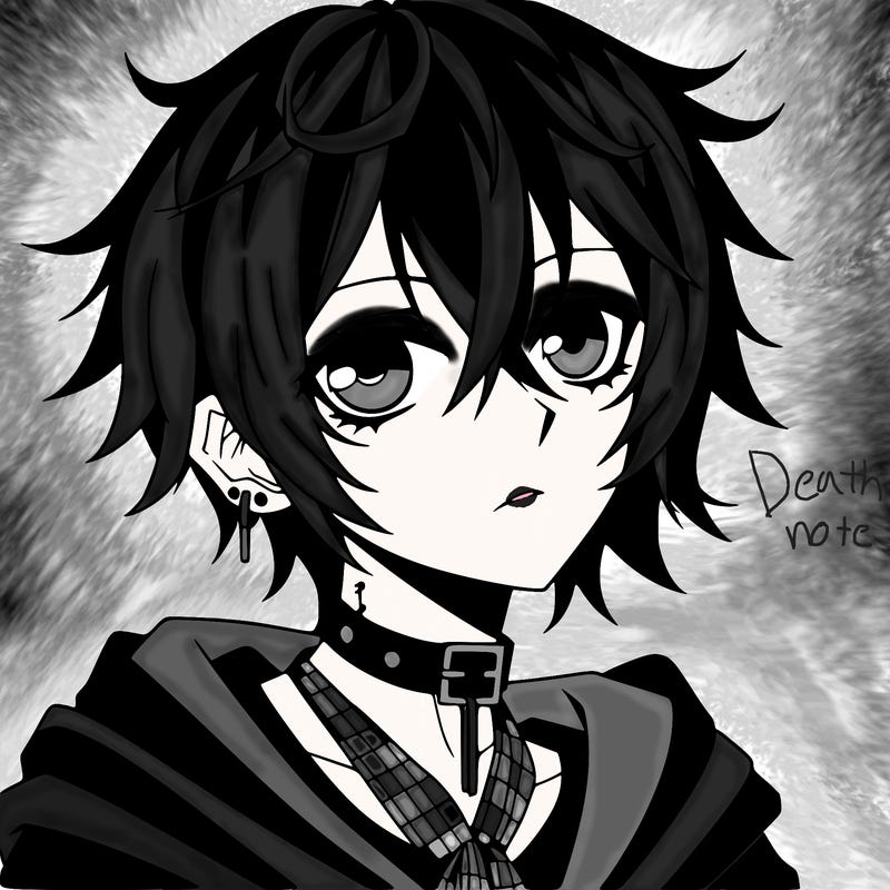 anime style goth boy