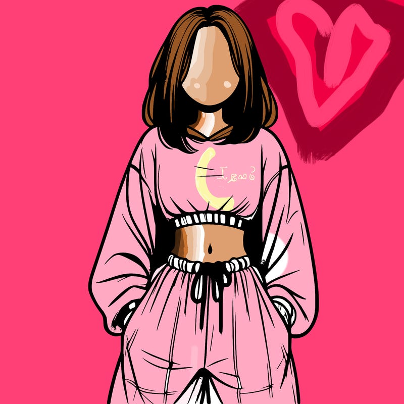 realistic girl faceless with baggy pants and a crop top