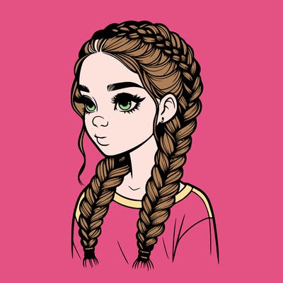 realistic girl with braids