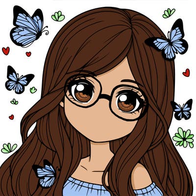 realistic girl with butterflies around her