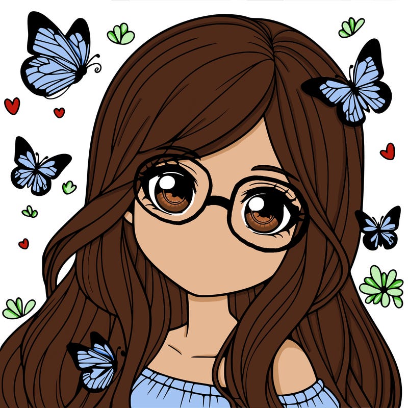 realistic girl with butterflies around her