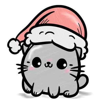 a cat with a christmas hat