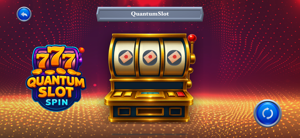 HyperLuck Slots Station - Golden 3-reel QuantumSlot machine gameplay in the HyperLuck Slots Station app