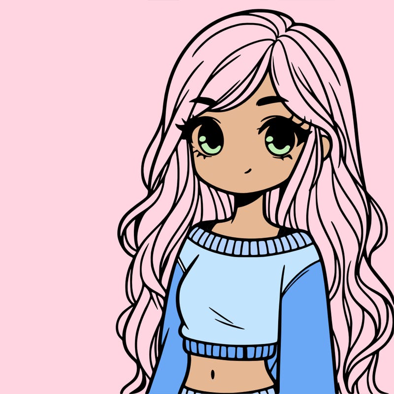 girl with long hair and a crop top with a sweater