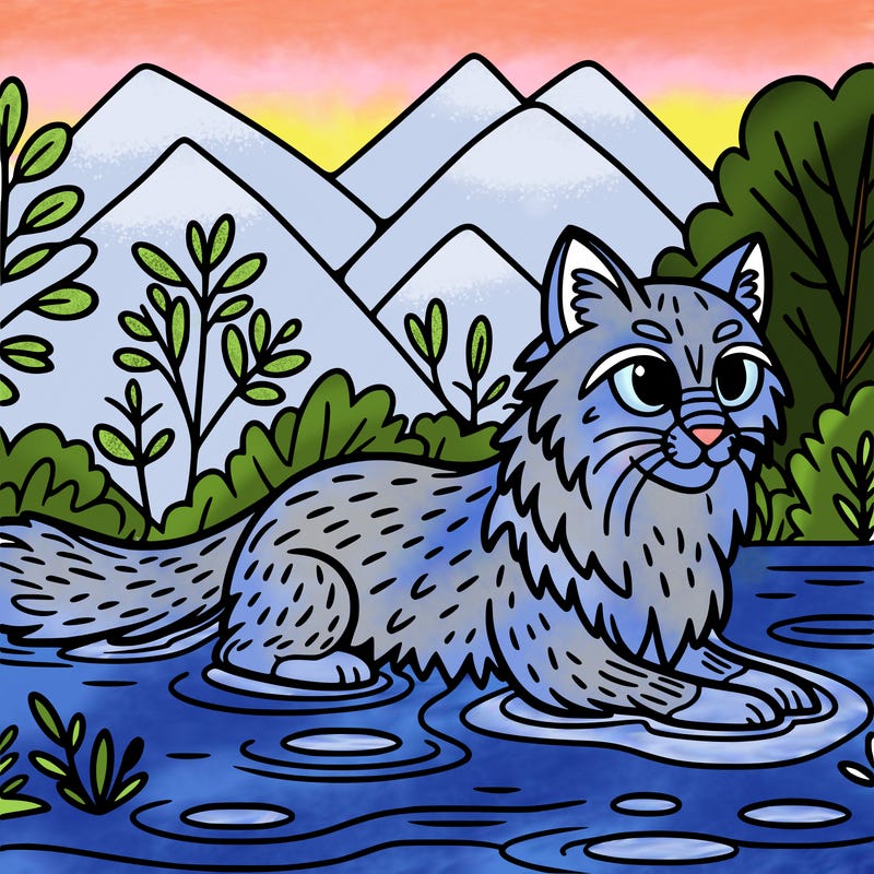 wild cat in a river